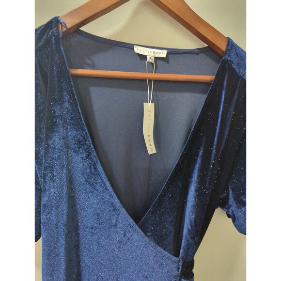 Baltic Born Blue Sparkle Velvet Wrap Dress NWT - Picture 2 of 4